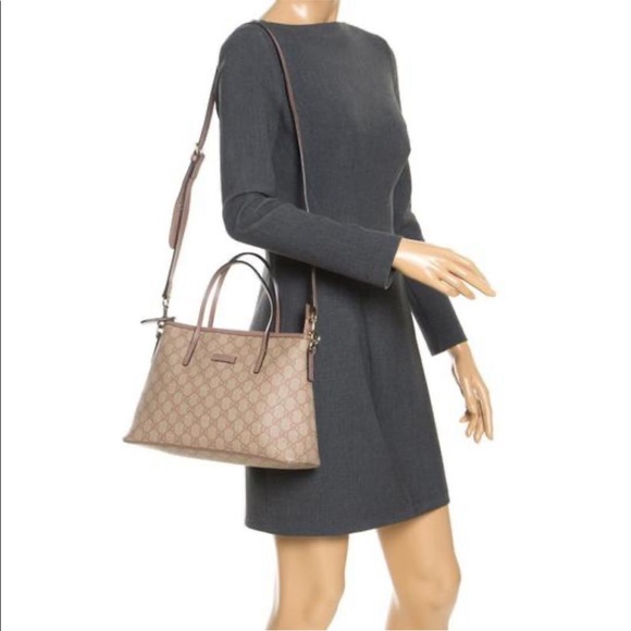 Gucci Nude Supreme Canvas w/ zip beige leather tote - Picture 7 of 16